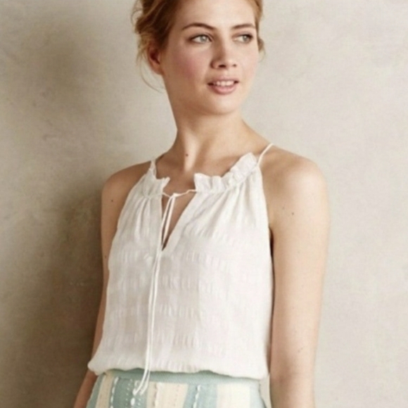 ANTHROPOLOGIE HD in Paris silk Shadow pane halter neck top 2 xs small - Picture 4 of 16